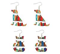 FDGGT 2 Paires De Boucles d'oreilles en Forme De Chat, Boucles d'oreilles À Motif De Livre, Boucles d'oreilles Créatives en Acrylique, Boucles d'oreilles Intéressantes, Accessoires Vestimentaires