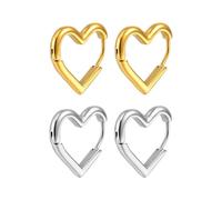 FDGGT 2 Paires De Boucles d'oreilles en Forme De Cœur, Boucles d'oreilles Simples Et À La Mode, Boucles d'oreilles en Métal pour Femmes, Accessoires Vestimentaires