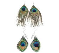 FDGGT 2 Paires De Boucles d'oreilles en Plumes De Paon pour Femmes, Pendentif en Plume, À La Mode, Décoration De Vêtements Personnalisée