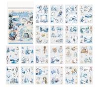 FDGGT 20 Autocollants Thème Hiver, Autocollants Rétro, Autocollants Scrapbook, Autocollants De Décoration DIY, Autocollants pour Album Photo