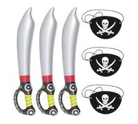 FDGGT 3 Ballons Couteau De Pirate Et 3 Masques pour Les Yeux De Pirate, Accessoires De Cosplay, Jouets De Fête, Accessoires De Costume De Fête