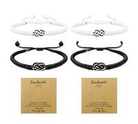 FDGGT 4 Bracelets Tressés, 2 Cartes, Bracelet Ajustable, Unisexe, Bracelet Amitié, Bracelet Couple