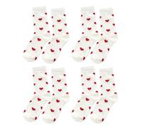 FDGGT 4 Paires De Chaussettes Imprimées Love, Chaussettes Mollets Douces, Chaussettes Mignonnes, Chaussettes Pour Femmes, Chaussettes En Coton Élastique