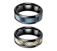 FDGGT Bagues pour Hommes 2 Pièces, Bagues De Personnalité À La Mode, Bagues en Acier Inoxydable, Bagues Vintage, Bijoux pour Hommes