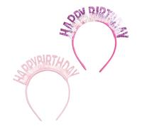 FDGGT Bandeaux Joyeux Anniversaire avec Lettres, 2 Pièces, Accessoires pour Cheveux Brillants, Décorations De Fête d'anniversaire