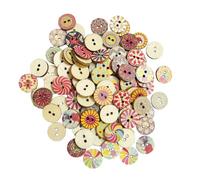 FDGGT Boutons en Bois Colorés, Boutons Vintage, Boutons Ronds, Accessoires Artisanaux De Bricolage, Boutons Décoratifs De Couture, 200 Pièces