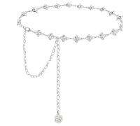 FDGGT Chaîne en Strass Argenté 1 Pièce, Métal Décoratif, Bijou Corps, Chaîne Réglable