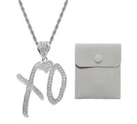 FDGGT Collier Hip Hop en Argent 1 Pièce Et Sac À Bijoux 1 Pièce, Collier Pendentif Lettre, Collier en Zircon De Mode, Accessoires Vestimentaires
