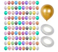 FDGGT Pack De 100 Ballons Colorés Et 2 Rouleaux De Rubans, Ballons De Mariage, Ballons De Fête, Ballons De Célébration, Décorations De Fête, Ballons De Mode Simples