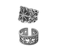 FDGGT Pack De 2 Bagues De Déclaration De Mode, Bagues Réglables, Bagues Gravées Vintage, Bagues en Métal