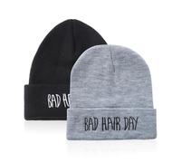 FDGGT Pack De 2 Chapeaux Brodés De Lettres, Chapeaux Tricotés Chauds, Chapeaux Tricotés À La Mode, Accessoires Vestimentaires, Chapeaux Tricotés Élastiques