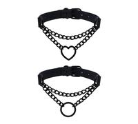 FDGGT Pack De 2 Colliers De Style Punk, Noir, Cuir, Réglables, Accessoires Vestimentaires, Adulte, Unisex