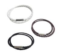FDGGT Pack De 3 Bracelets en Cordon De Cuir, Bracelets À La Mode Et Simples, Bracelets Tressés, Bracelets À Boucle Magnétique, Bracelets Empilés Double Couche