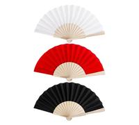 FDGGT Paquet De 3 Éventails en Bois De Couleur Unie, Éventails Pliables, Éventails Cadeaux, Éventails De Décoration pour La Maison, Accessoires De Performance