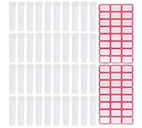 FDGGT Paquet De 40 Tubes De Nutriments pour Fleurs Et 2 Autocollants D’Étiquettes, Tubes en Plastique Transparent, Tubes en Plastique Réutilisables, Mini Contenants De Plantes