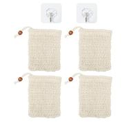 FDGGT Sac Moussant 4pcs Et Crochet Transparent 2pcs, Sac À Savon Suspendu, Accessoires De Douche, Accessoires De Salle De Bain