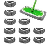 FDHBDF Lot de 10 serpillères de rechange pour balai Swiffer - En microfibre réutilisable - Chiffons de nettoyage universels humides et secs - Pour sols durs, sols en bois, carrelage - Gris