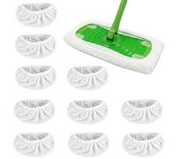 FDHBDF Lot de 10 serpillères de rechange pour balai Swiffer - En microfibre réutilisable - Chiffons de nettoyage universels humides et secs - Pour sols durs, sols en bois, carrelage - Blanc
