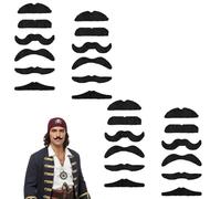 FDHBDF Lot de 24 moustaches autocollantes - Fausse barbe noire réaliste - Moustache adhésive pour carnaval, fête costumée - Fausse barbe pour femme, homme et enfant