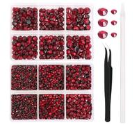 FDHBDF Lot de 6600 strass estampés à chaud, pierres précieuses en cristal pour verres à vin, vêtements, chemises, paillettes, base plate, rondes, avec pince à épiler et stylo pour enregistrement