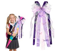 FDHBDF Nœud de sac d'école 60 cm, nœud rose violet avec papillon et strass, nœud décoratif pour sac à sucre, décoration de rentrée scolaire, accessoire pour enfants (rosaviolett)