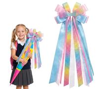 FDHBDF Nœud de sac d'école coloré 60 cm, nœud décoratif multicolore pour sac à sucre, décoration joyeuse rentrée scolaire, accessoire pour filles et garçons (arc-en-ciel)
