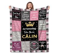 FDHVCB Cadeau de Noël pour Femme - Plaid Flanelle Doux 130x150cm - Couverture Remplie de Bénédictions avec Messages d‘Amitié - Cadeau Unique pour Meilleure Amie, Maman, Sœur (Anniversaire, Noël)