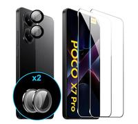 FDHYFGDY 2+2 Pièces pour Xiaomi Poco X7 Pro Verre Trempé, Protection de l'appareil Photo et Film de Protection du Verre, Dureté 9H, Protecteur d'écran HD