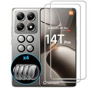 FDHYFGDY 2+4 pièces pour Xiaomi 14T Pro Verre Trempé, 2 pièces Film de Protection en Verre Trempé + 4 pièces Caméra Protection, HD Film de Protection écran en Verre de dureté 9H