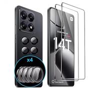 FDHYFGDY 2+4 pièces pour Xiaomi 14T Verre Trempé, 2 pièces Film de Protection en Verre Trempé + 4 pièces Caméra Protection, HD Film de Protection écran en Verre de dureté 9H