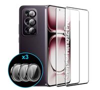FDHYFGDY 2 Pièces pour Oppo Reno 12 Pro Film de Protection pour Verre Trempé, 3 Pièces de Film de Verre pour Appareil Photo, Dureté 9H, Protecteur d'écran Anti-Rayures et sans Bulles