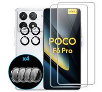 FDHYFGDY 2 Pièces Protecteur D'écran pour Xiaomi Poco F6 Pro Verre Trempé, 4 Pièces de Film de Verre pour Appareil Photo, Film Trempé de Dureté 9H, Protecteur d'écran Résistant aux Rayures