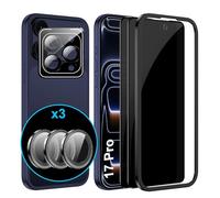 FDHYFGDY 2 Pièces Verre Trempé Anti-Espion pour iPhone 17 Pro et 1 Pièces Protection Caméra Arrière - Kit Outil d'Installation Facile -Angle de Confidentialité 28 Degrés Amélioré