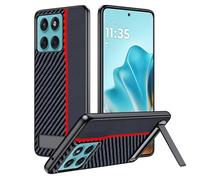 FDHYFGDY Coque pour Motorola Edge 60/60 Fusion Coque de Protection avec Support,Étanche et Résistante aux Chocs,Support d'angle réglable,Rugged Fibre de Carbone Case