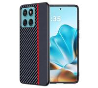 FDHYFGDY Coque pour Motorola Edge 60/60 Fusion Coque de Protection, Étanche et Résistante aux Chocs, Rugged Armor Case, Fibre de Carbone Case -Rouge Noir