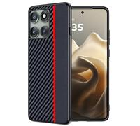 FDHYFGDY Coque pour Motorola Edge 60 Pro Coque de Protection, Étanche et Résistante aux Chocs, Rugged Armor Case, Fibre de Carbone Case -Rouge Noir