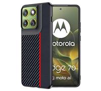 FDHYFGDY Coque pour Motorola Edge 70 Coque de Protection, Étanche et Résistante aux Chocs, Rugged Armor Case, Fibre de Carbone Case -Rouge Noir