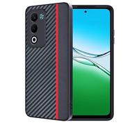 FDHYFGDY Coque pour Oppo A5 4G/5G/OPPO A5m Coque de Protection, Étanche et Résistante aux Chocs, Rugged Armor Case, Fibre de Carbone Case -Rouge Noir