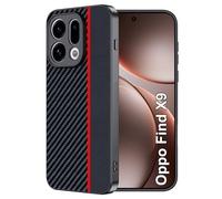 FDHYFGDY Coque pour Oppo Find X9 Coque de Protection, Étanche et Résistante aux Chocs, Rugged Armor Case, Fibre de Carbone Case -Rouge Noir