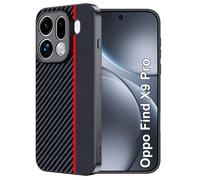 FDHYFGDY Coque pour Oppo Find X9 Pro Coque de Protection, Étanche et Résistante aux Chocs, Rugged Armor Case, Fibre de Carbone Case -Rouge Noir