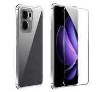 FDHYFGDY Coque pour Oppo Reno 13 F/FS 5G/4G+ 1 pièce Verre Trempé, Coque de Protection en Silicone Transparent Résistant aux Chocs, Coque Transparente Fine en TPU Souple