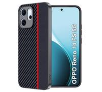 FDHYFGDY Coque pour Oppo Reno 14F/FS Coque de Protection, Étanche et Résistante aux Chocs, Rugged Armor Case, Fibre de Carbone Case -Rouge Noir