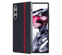 FDHYFGDY Coque pour RedMagic 10 Air Coque de Protection, Étanche et Résistante aux Chocs, Rugged Armor Case, Fibre de Carbone Case -Rouge Noir