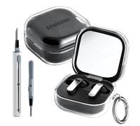 FDHYFGDY Coque pour Samsung Galaxy Buds4/Galaxy Buds4 Pro,Coque de Protection en Silicone, Antichoc, Ultra-Mince, Protection Intégrale, avec Tige de Nettoyage et Mousqueton - Transparent