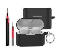 FDHYFGDY Coque pour Sony WF-1000XM6, Coque de Protection en Silicone Compatible avec Sony WF-1000XM6, Antichoc, Ultra-Mince, Protection Intégrale avec Tige de Nettoyage et Mousqueton - Noir