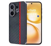 FDHYFGDY Coque pour Vivo X200 FE Coque de Protection, Étanche et Résistante aux Chocs, Rugged Armor Case, Fibre de Carbone Case -Rouge Noir