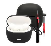 FDHYFGDY Coque pour Xiaomi Redmi Buds 8 lite,Coque de Protection en Silicone Compatible avec Redmi Buds 8 lite, Antichoc, Ultra-mince, Protection Intégrale, avec Tige de Nettoyage et Mousqueton - Noir