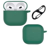 FDHYFGDY Coque Silicone Compatible avec AirPods 4 2024 avec Mousqueton, Fine et Douce, Résistante aux Chocs, Protection pour AirPods 4ème Génération - Vert