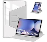 FDHYFGDY Couvercle Rotatif Coque pour Samsumg Galaxy Tab S10 Fe Plus / S10 Fe + 13,1 Pouces avec Porte-Stylo S, Support de Protection Rotatif à 360 degrés Arrière Transparent (Gris)