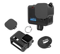FDHYFGDY Étui de Protection en Silicone pour GoPro Hero Coque, étui de Protection en Silicone, Capuchon d'objectif et lanière pour GoPro Hero, Ensemble d'accessoires en Silicone - Noir